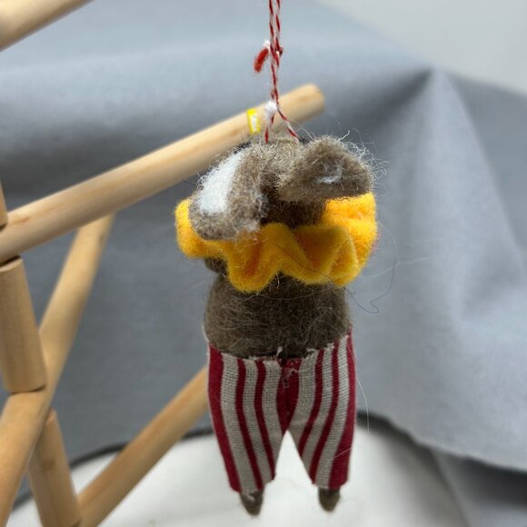 Felted Brown Rabbit Musician Christmas Ornament - Picture 2 of 12